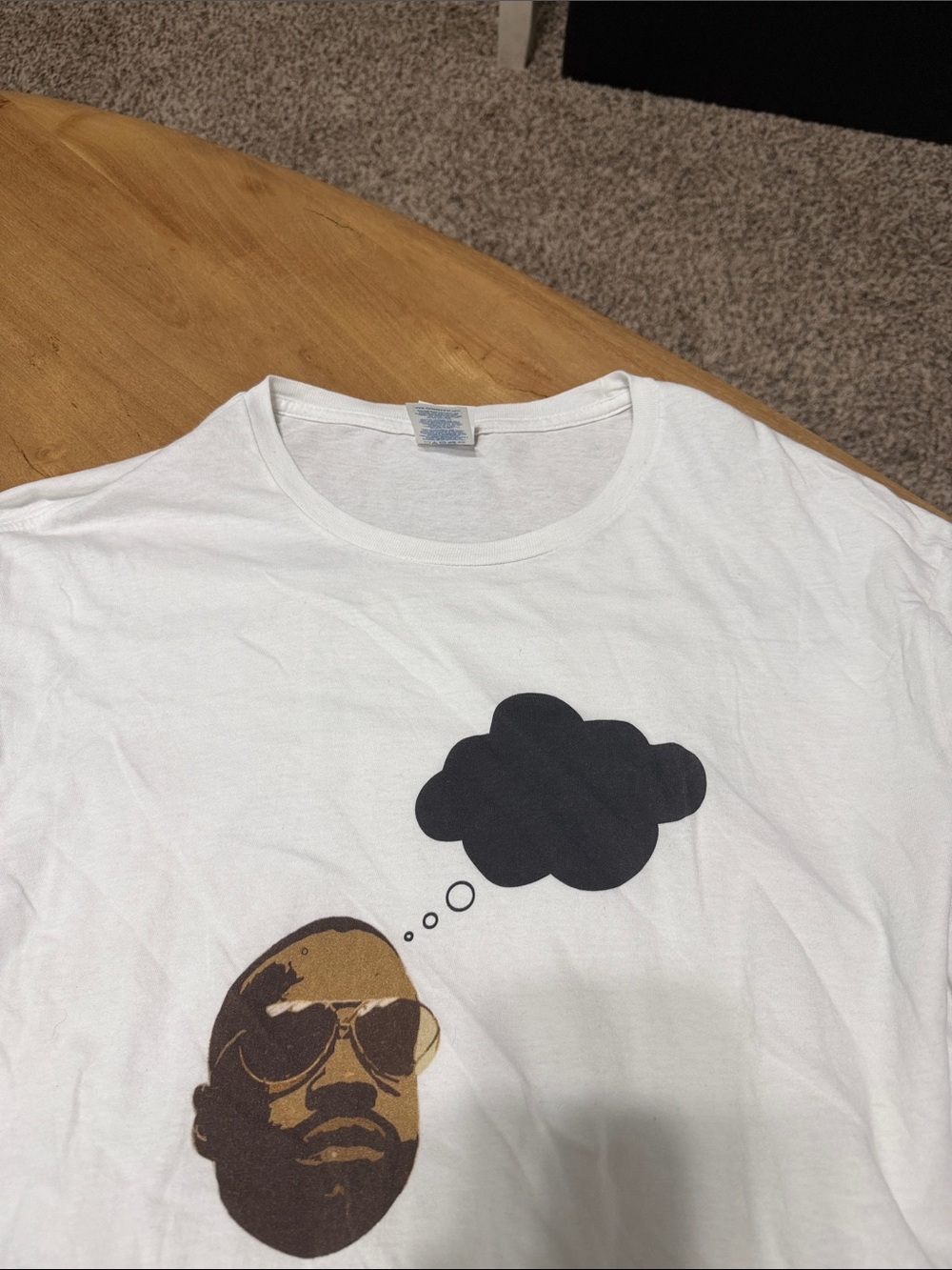 Delta White Short-Sleeve Tee with Thought Bubble Portrait